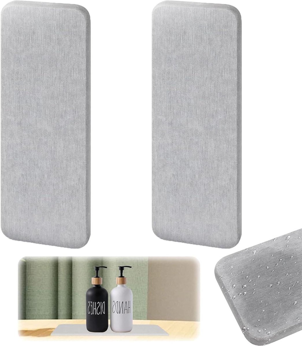 2-pack Badmat 22x8cm voor de badkamer, sneldrogend en antislip met absorberende diatomiets