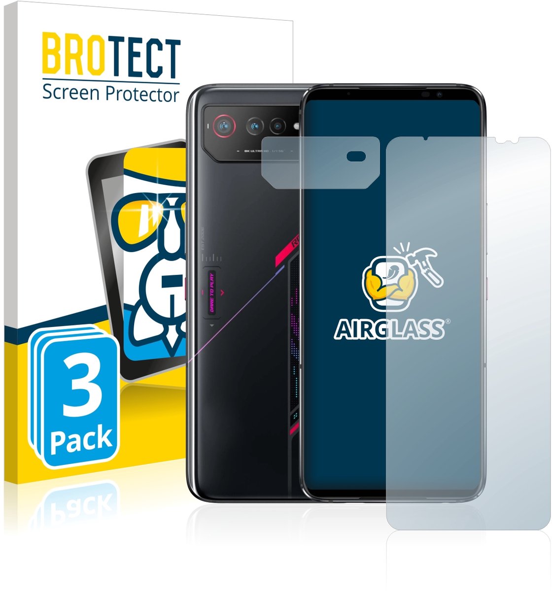 Screenprotector 3 Stuks voor ASUS ROG Phone 6 (Voor+Camera) Beschermglas transparant