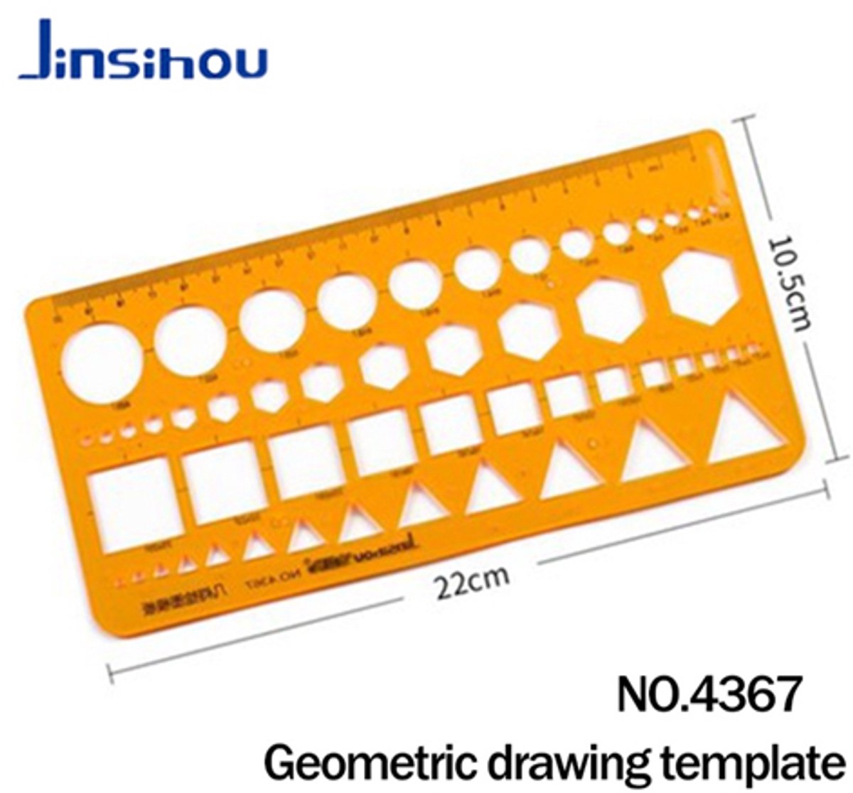 Jinsihou 4367 drawing template 20 cm oranje kunststof tekensjabloon
