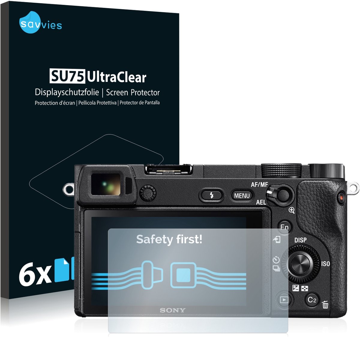 Savvies - Screenprotector voor Sony Alpha 6300 - Folie Beschermfolie transparant 6 Stuks