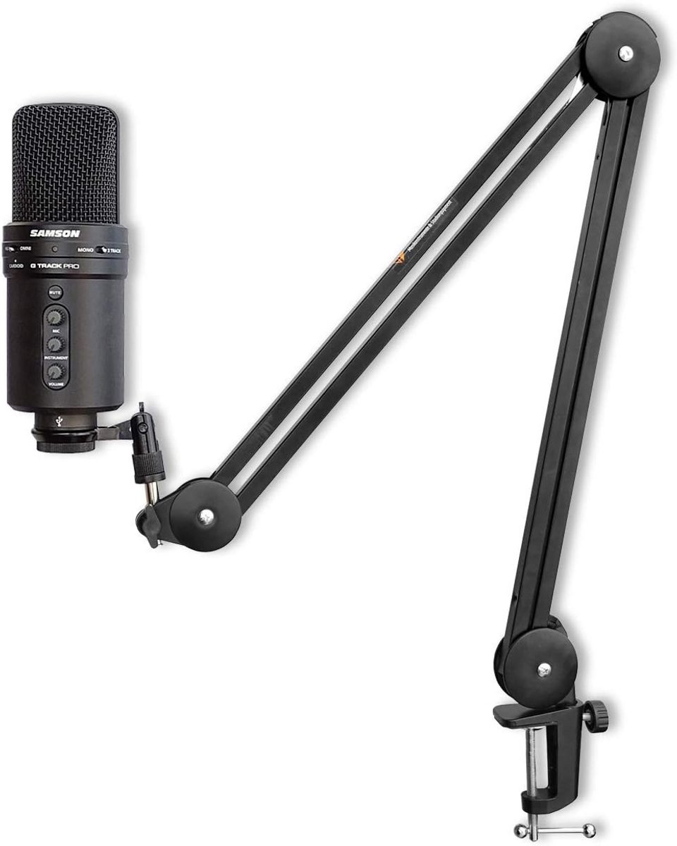USB Studio Microfoon met Instrumentingang en Ingebouwde Audio-interface + Flexibele Microfoonarm