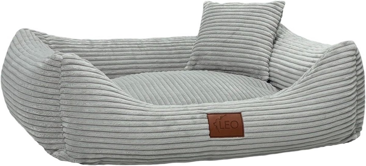 Corduroy hondenbed XXL 130x100 cm met wasbare hoes - Grijs - voor kleine, middelgrote en grote honden