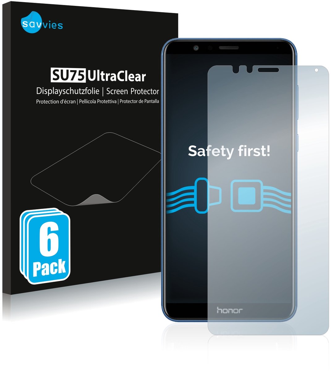 Savvies - Screenprotector voor Honor 7X - Folie Beschermfolie transparant 6 Stuks