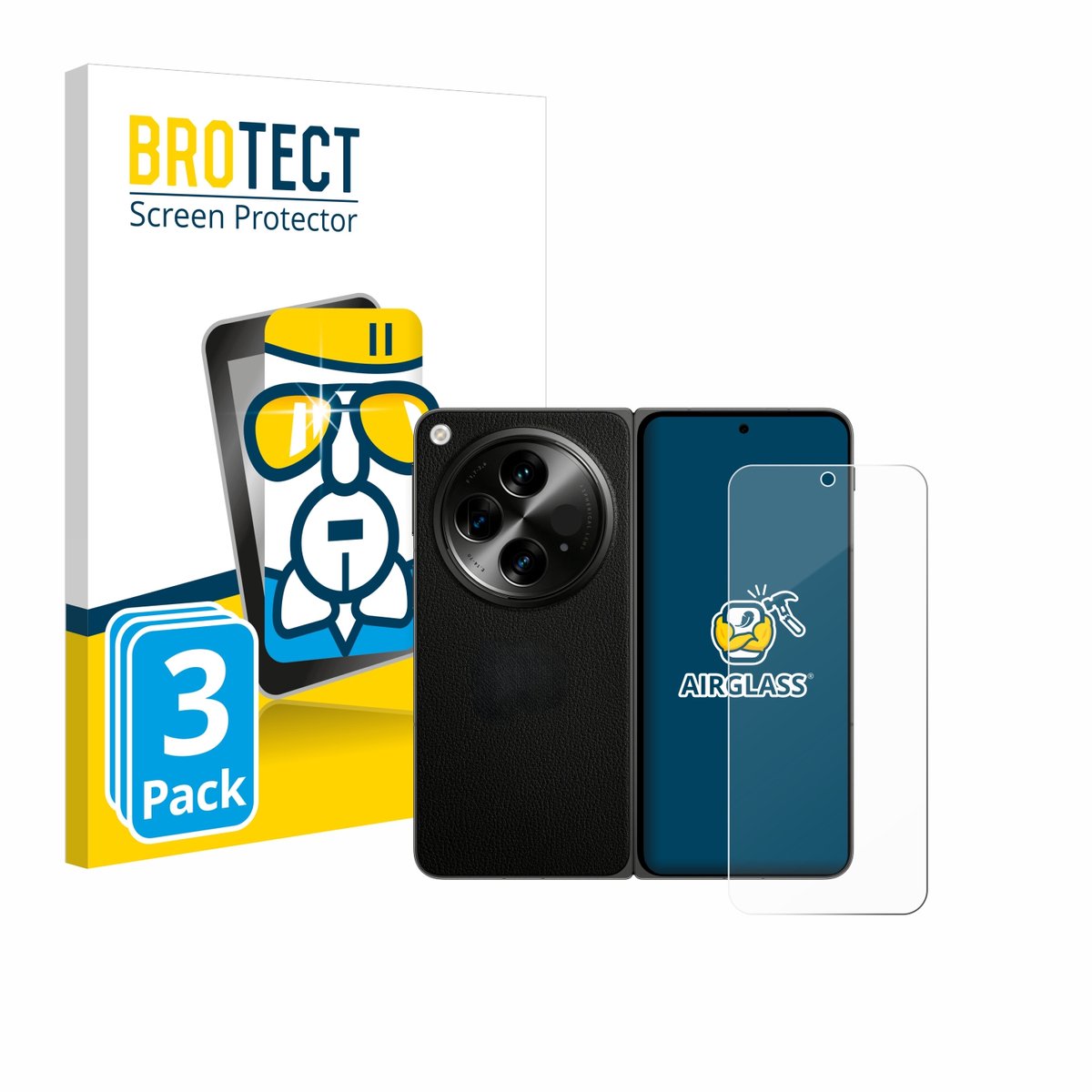 Screenprotector 3 Stuks voor OnePlus Open (case-friendly) Beschermglas transparant