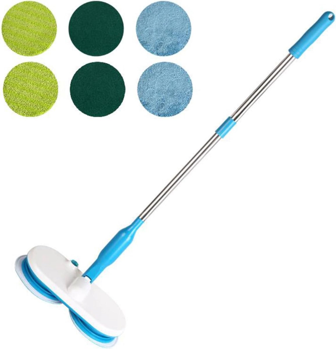 Zyrex® Electrische Dweil - Dweil - Schrobzuigmachine - met 4 Herbruikbare Pads - Blauw - 31cm x 15cm x 5cm