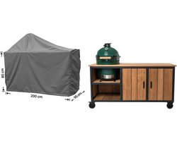 Raffles Covers Big Green Egg / Kamado hoes - 200 x 90 H: 140 cm - D-RBGE200 - Waterdicht - Ademend - UV-bestendig - Elastisch rijgkoord - Big Green Egg / Kamado Accessoires - Hoes voor BBQ + Tafel