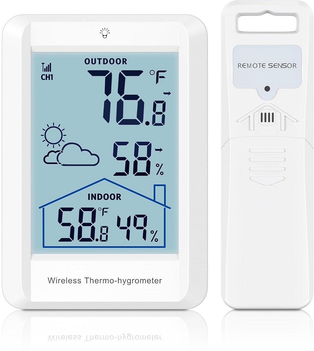 Draadloze Binnen en Buiten Thermometer en Hygrometer met Groot Bereik