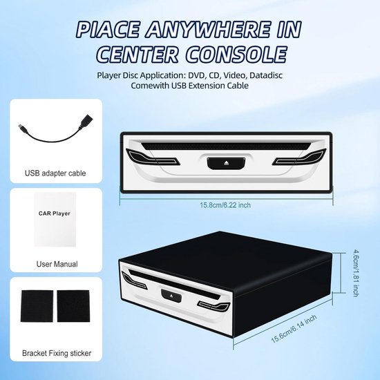 Externe CD/DVD Speler voor Auto, Laptop en TV - Plug & Play met USB — afbeelding 3