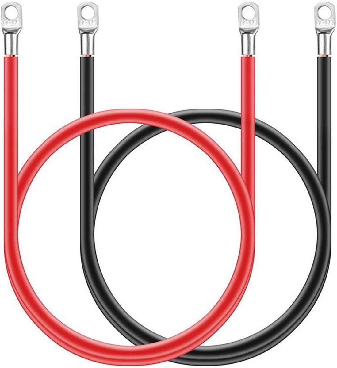 2 Stuks Accukabel 12V 16mm² Koperen Stroomkabel met M10 Ringklemmen voor Auto en Motor