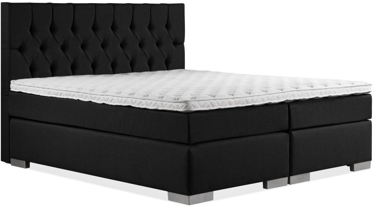 Boxspring Zen - 140x200 - Incl. Gecapitonneerd hoofdbord - Zwart