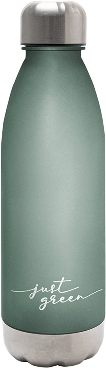 JUST GREEN, 750ml Herbruikbare 100% Recyclebare Fles met Roestvrijstalen Dop, Groen
