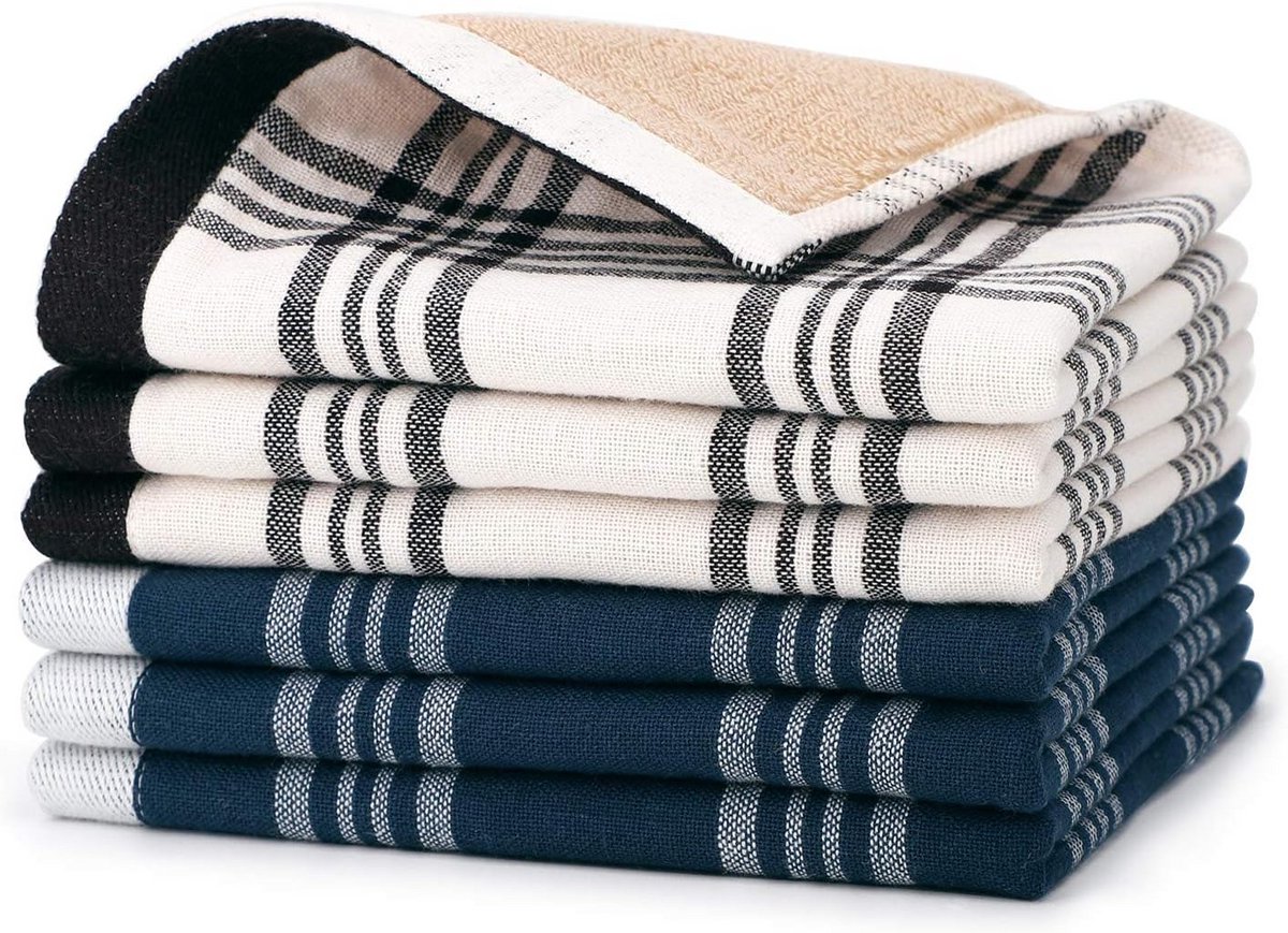Set van 6 Katoenen Schotelhanddoeken 33x33 cm - Zeer Absorberende Keukendoeken