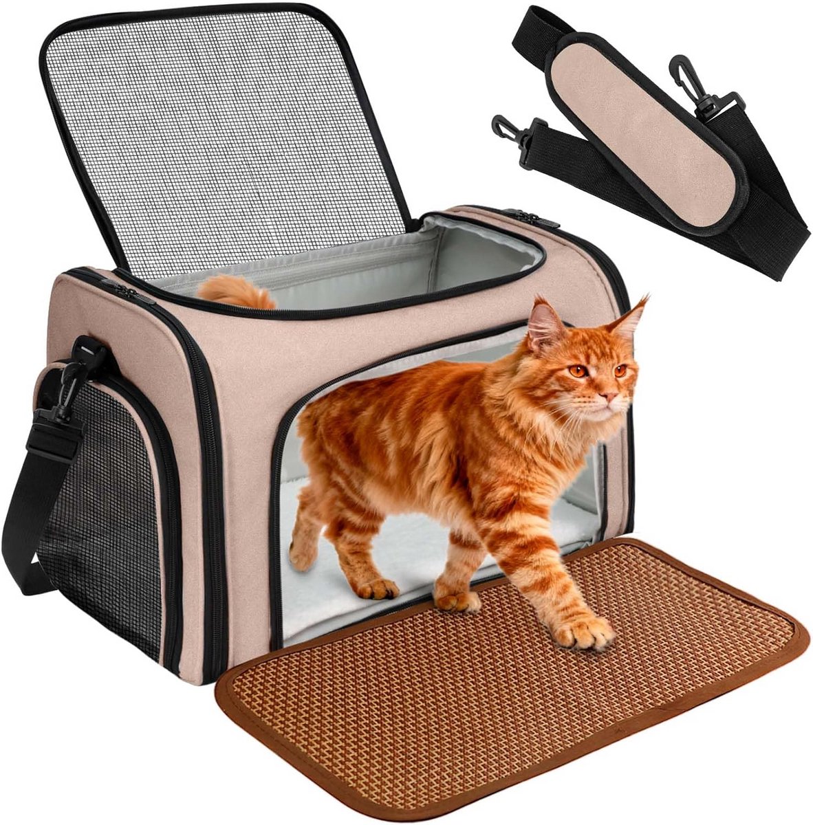 Draagmand voor Katten en Kleine Honden - Opvouwbaar en Ventilerend