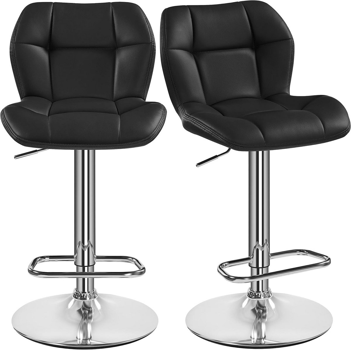 Set van 2 In Hoogte Verstelbare Barstoelen met Rugleuning en Voetensteun