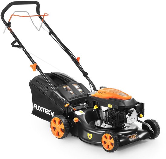FUXTEC FX-RM4346 Benzine Grasmaaier – 3-in-1 – 43 cm – Zelfrijdend met Achterwielaandrijving – Mulchfunctie & 40L Opvangbak – Big Wheels