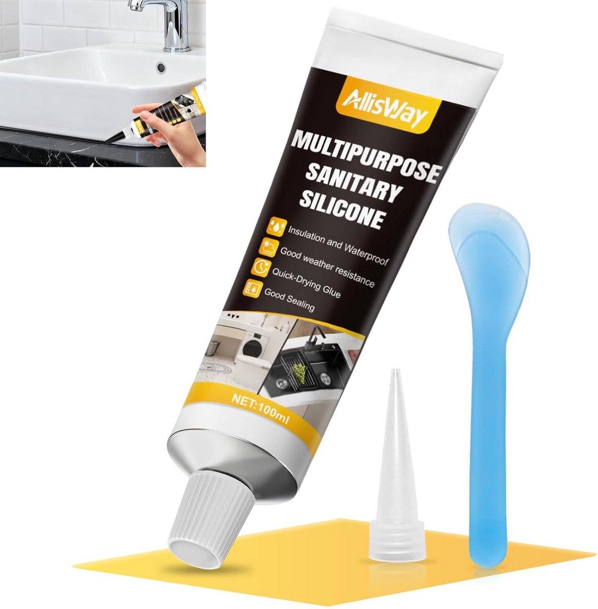 Zwarte Siliconen Kit voor Badkamer en Keuken - Afdichten en Waterdicht Maken