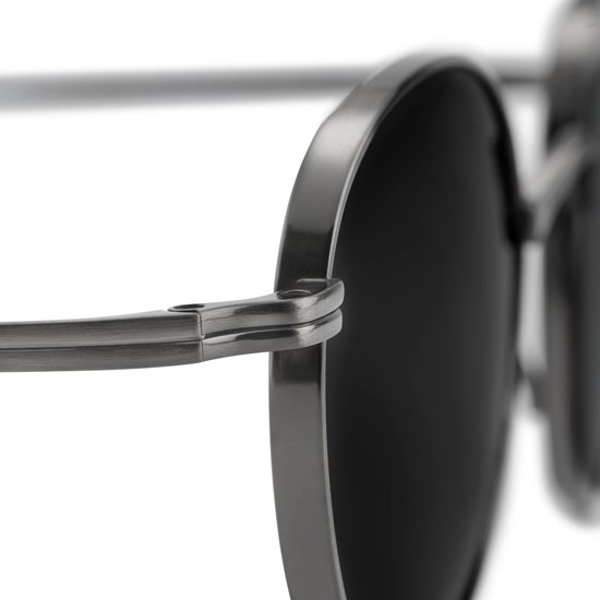 Occasus | Donkergrijze Gepolariseerde Ronde Titanium Zonnebril — afbeelding 5