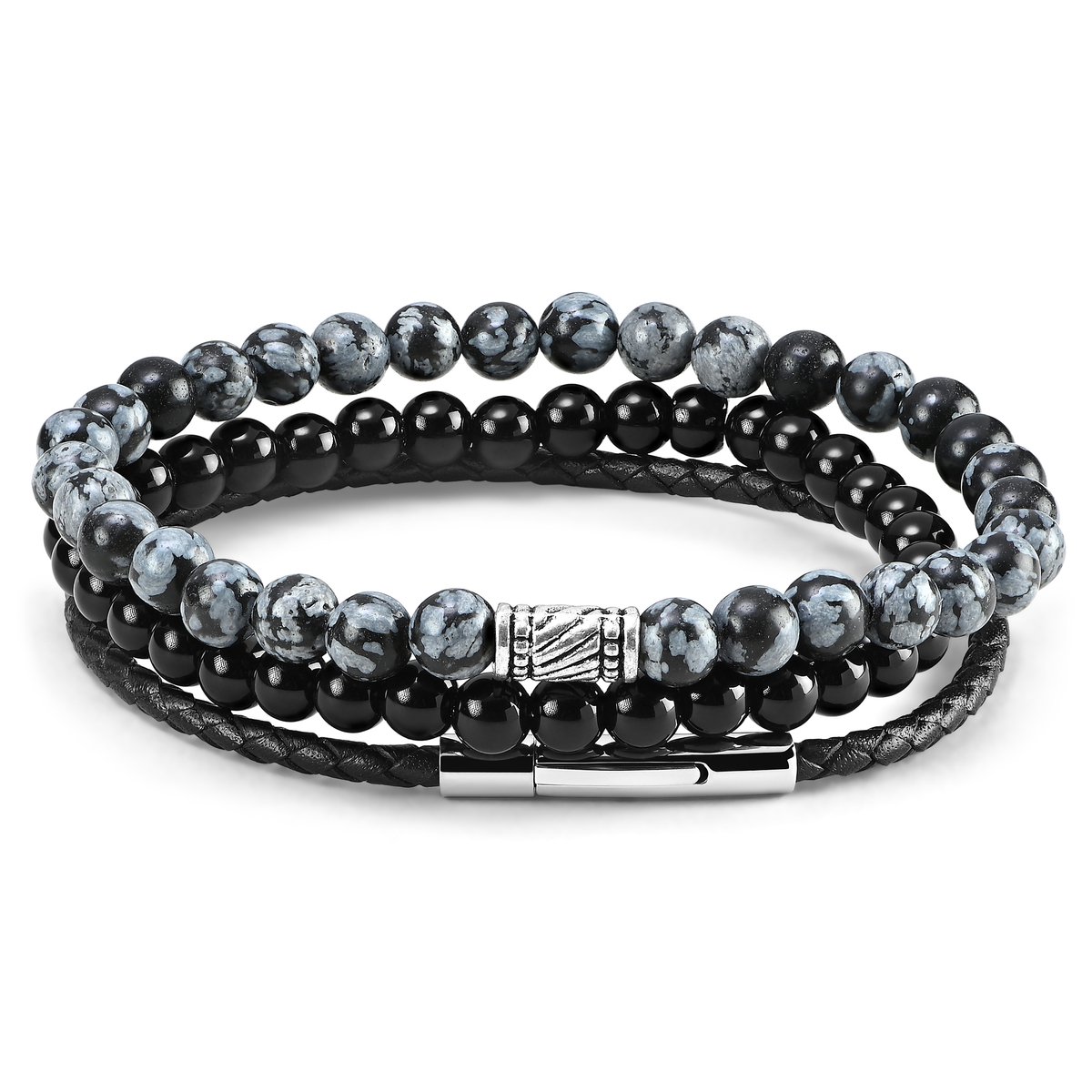 Neshraw - Heren - Edelsteen Armband - Albaststeen - Grijs