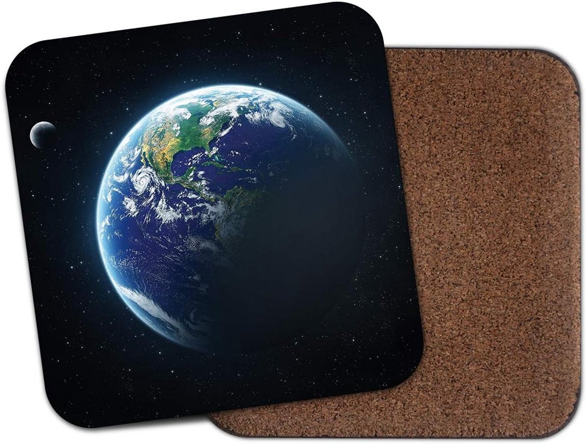 Onderzetter met Kurk Terug - Afbeelding van de Aarde en Planeten