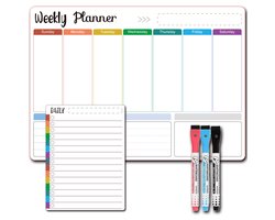 Kalender/wandplanner met plakrand - Uitwisbare weekplanner - Perfect voor het plannen van taken - Het inplannen van wekelijkse gezinsmaaltijden - 42*30 cm -Stijl 1