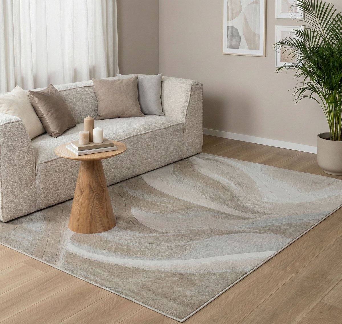 Flycarpets Ancora Modern vloerkleed - Beige / Grijs - Laagpolig Tapijt Woonkamer - 240x340 cm