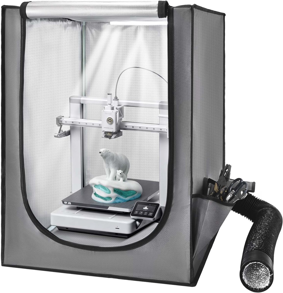 VEVOR 3d-Printerbehuizing/Printertent (55 X 65 X 75 cm), Stof- en Waterdichte Beschermkap met Constante Temperatuurregeling en Led-Verlichting, Compatibel met Photon Mono/Mars 3, Fdm/Lcd-Printers.