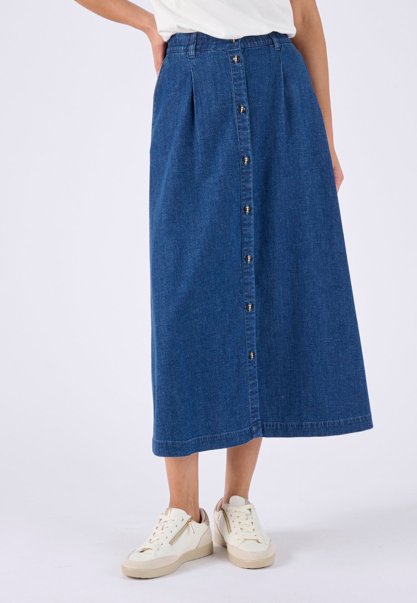 Damart - Rok uitlopend knoopsluiting - Dames - Blauw - 44