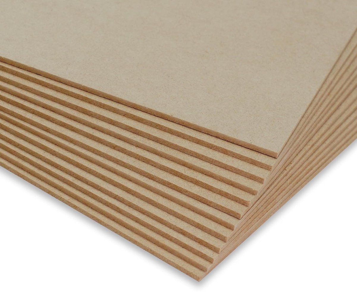 Set van 12 onbehandelde MDF-platen 30x21 cm, 3mm dik voor graveerprojecten