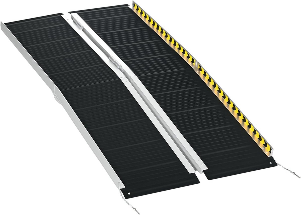 Opvouwbare Aluminium Rolstoelhelling 152 cm met Antislip Oppervlak voor Drempels en Trappen