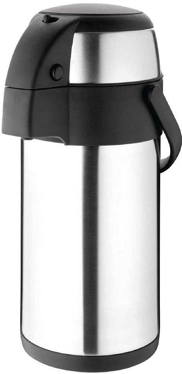 RVS Airpot 3 Liter - Dubbelwandig Thermoskan voor Koffie en Thee - Warmhoudkan voor Buffet en Catering