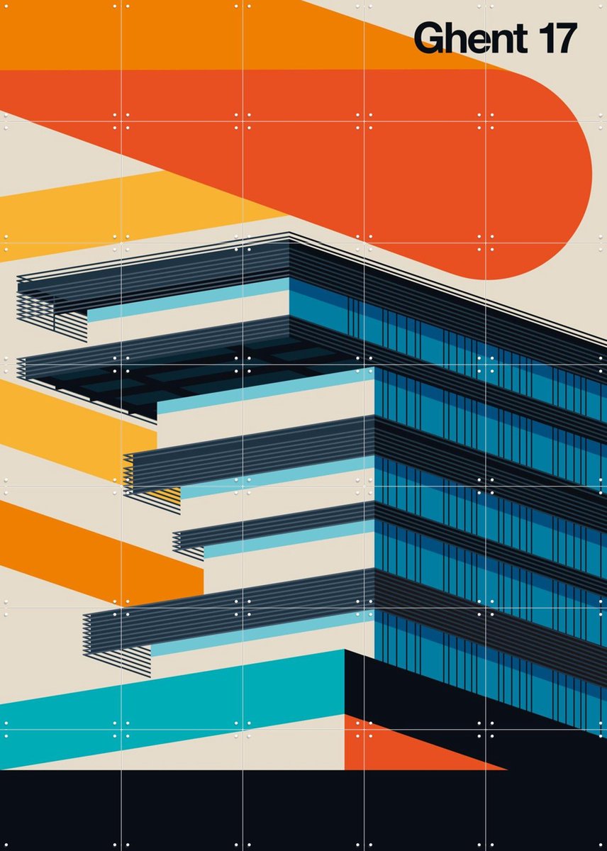 IXXI Ghent 17, Bo Lundberg - 100 x 140 cm - Gratis ophangtool - Grote wanddecoratie en posters - Kleurrijk, Geometrische Kunst, Illustraties, Grafisch