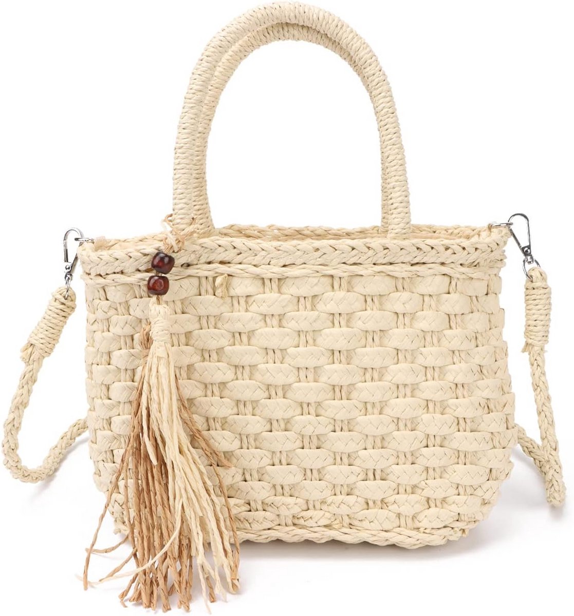 Dames Zomer Stro Clutch en Strandtas met Verstelbare Schouderriem