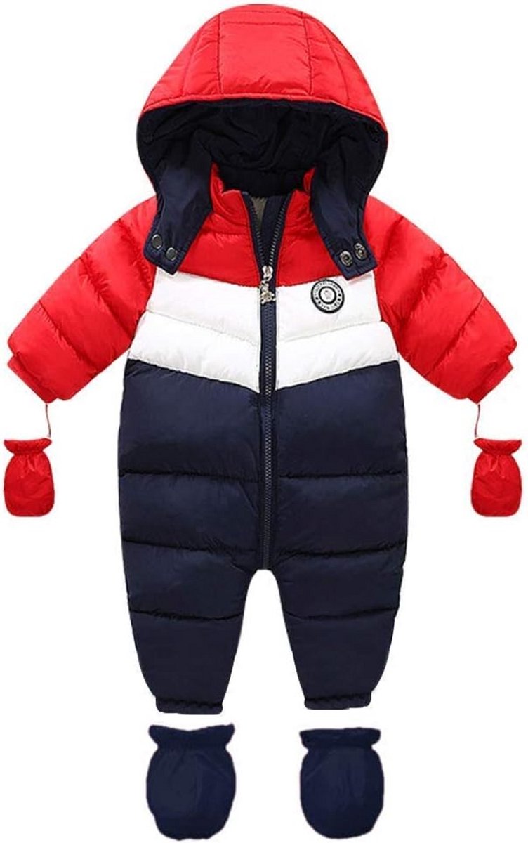 Warm Uniseks Skipak met Voetjes en Capuchon voor Peuters Buitenkleding