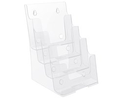 Allecto- Literatuurhouder - Brochurehouder - 4-Vaks - Helder Plastic - Muurmontage - Flyers - Geschikt voor A5 Formaat - Transparant - Multi-inzetbaar Acryl Display Stand - Voor Menu's, Brochures en Pamfletten