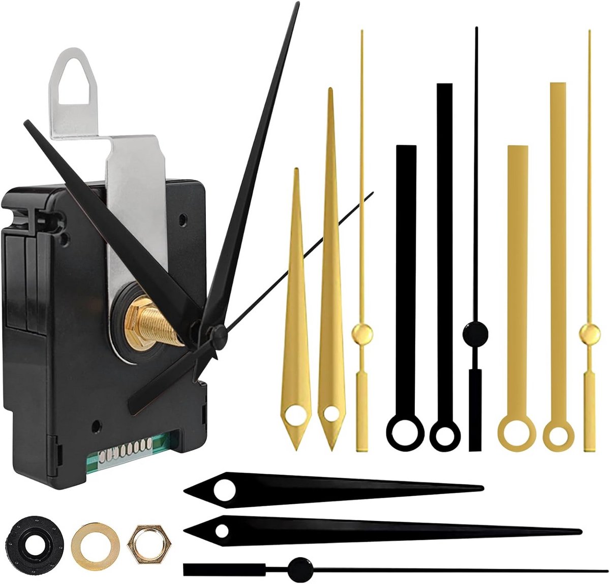 Stille Quartz Uurwerk Vervanging met 4 Sets Wijzers voor DIY Klokken