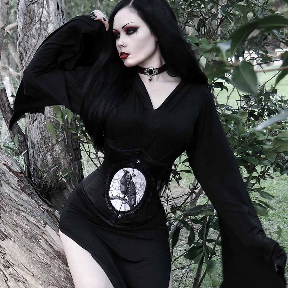Restyle - Dark Raven Underbust korset - XXS - Zwart