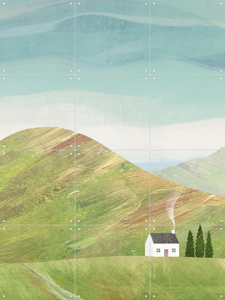 IXXI Under the Hill, Henry Rivers - 60 x 80 cm - Gratis ophangtool - Grote wanddecoratie en posters - Minimalisme, Illustraties, Slaapkamer