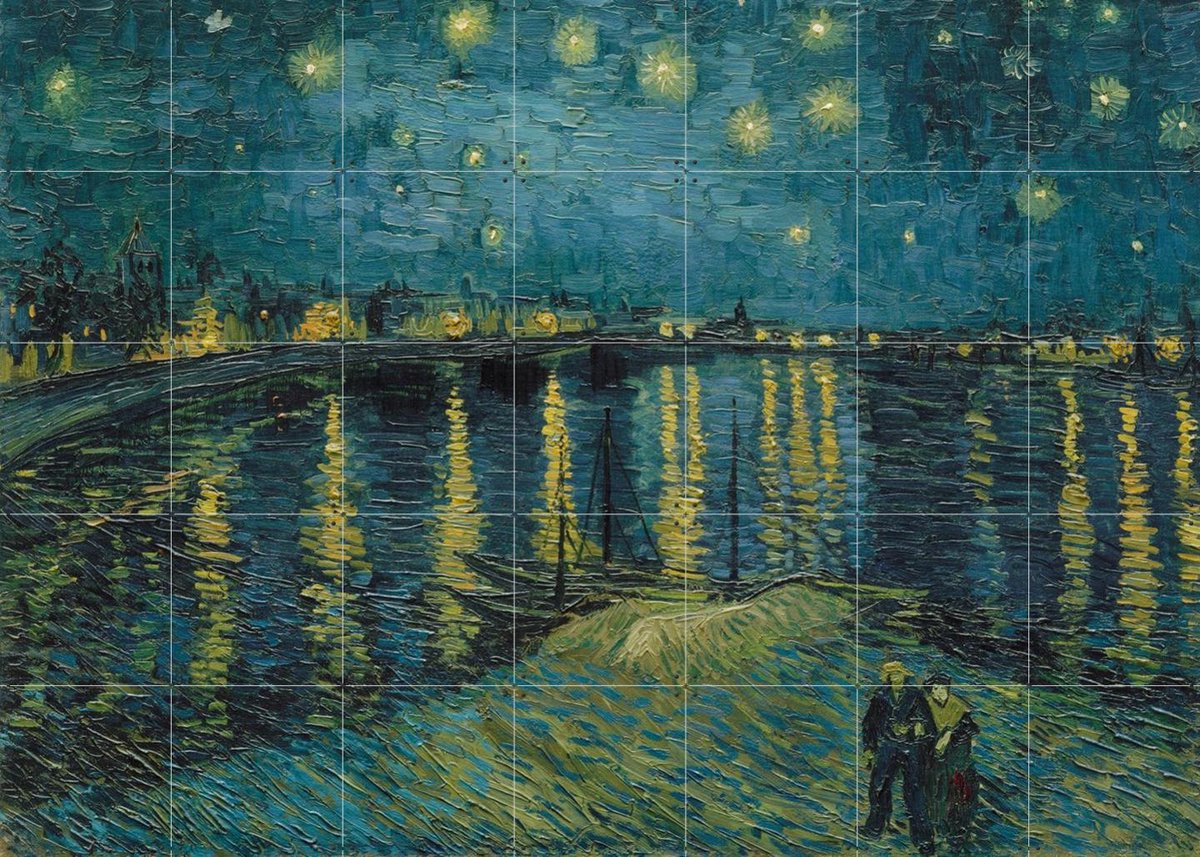 IXXI Sterrennacht boven de Rhône, Vincent van Gogh (1853 - 1890) & Bridgeman Images - 140 x 100 cm - Gratis ophangtool - Grote wanddecoratie en