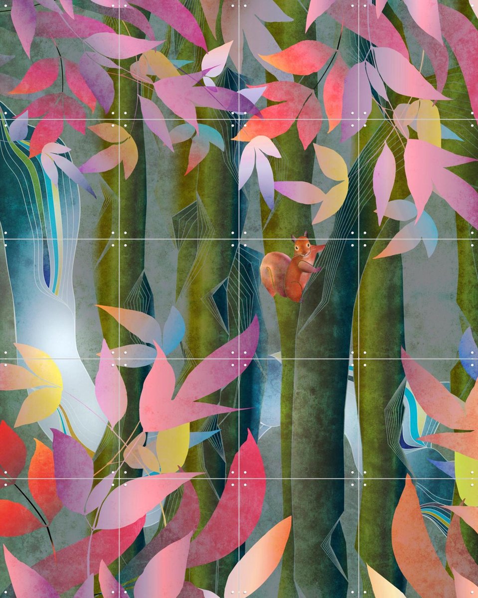 IXXI Autumn by a waterfall, Angelo Cerantola - 80 x 100 cm - Gratis ophangtool - Grote wanddecoratie en posters - Digitale Kunst, Speels