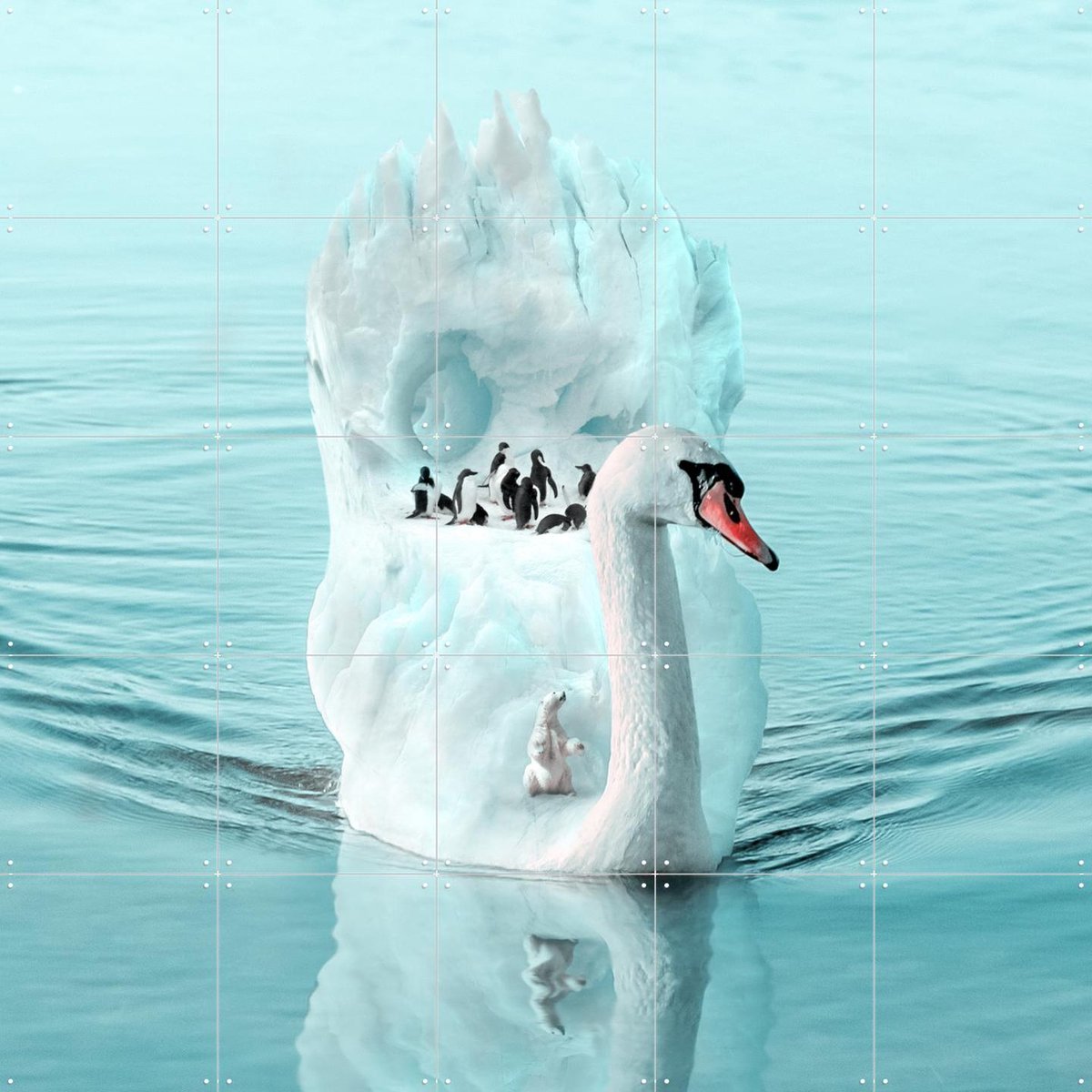 IXXI Responsibility, Julien Tabet - 100 x 100 cm - Gratis ophangtool - Grote wanddecoratie en posters - Surrealisme, Digitale Kunst, Woonkamer, Wilde