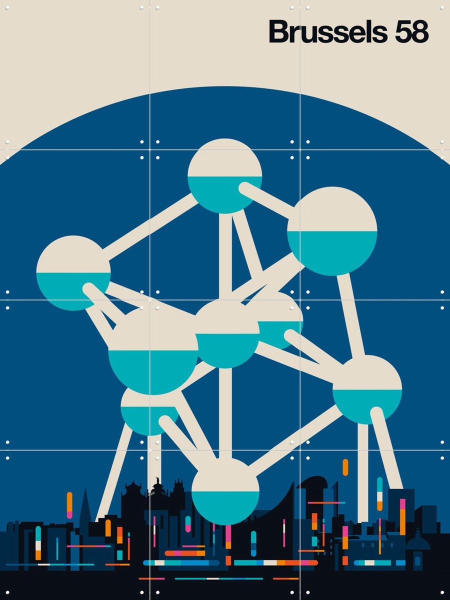 IXXI Brussels 58, Bo Lundberg - 60 x 80 cm - Gratis ophangtool - Grote wanddecoratie en posters - Geometrische Kunst, Digitale Kunst, Illustraties