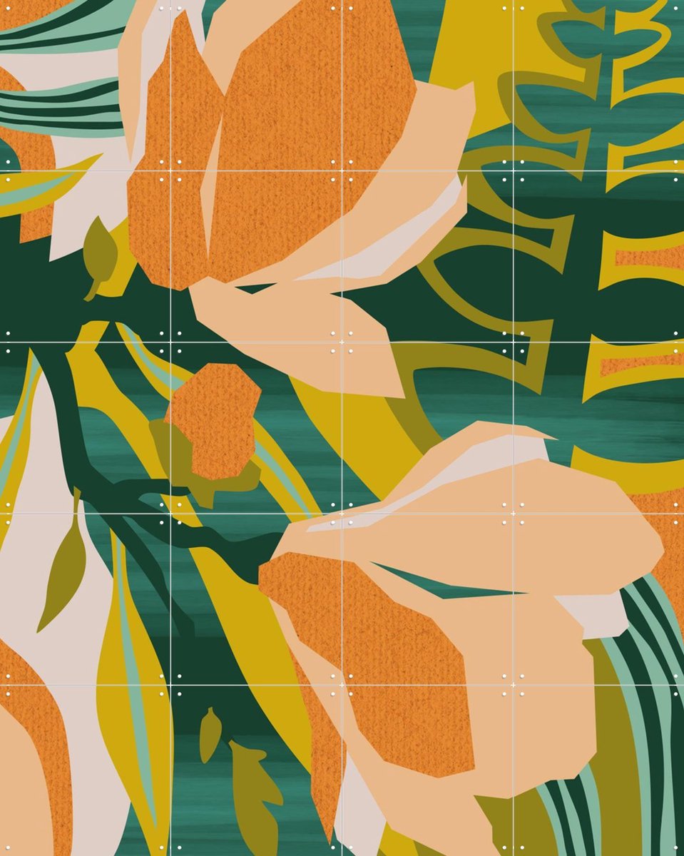 IXXI Blossoming, Megan Gallagher - 80 x 100 cm - Gratis ophangtool - Grote wanddecoratie en posters - Illustraties, Speels, Kleurrijk, Abstract