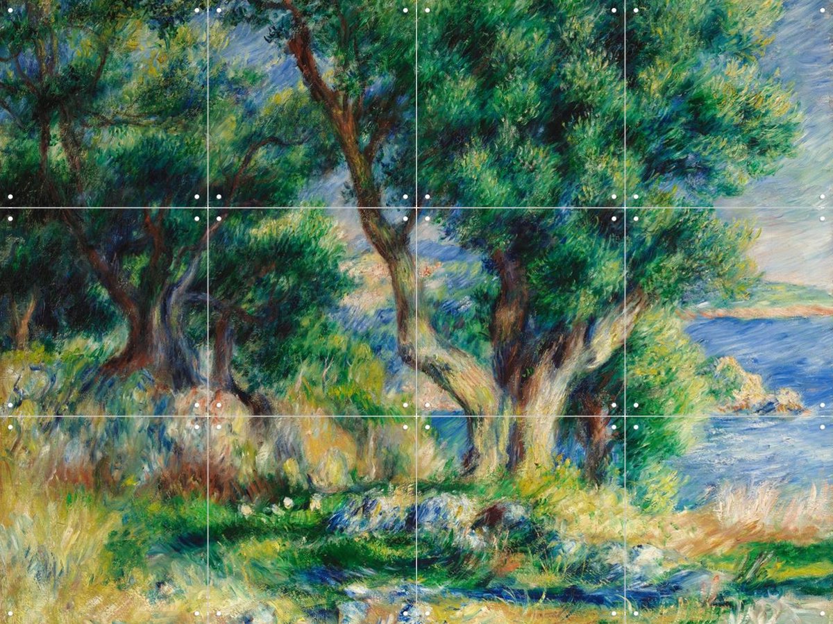 IXXI Landscape on the Coast, near Menton, Pierre-Auguste Renoir & Museum of Fine Arts Boston - 80 x 60 cm - Gratis ophangtool - Grote wanddecoratie en