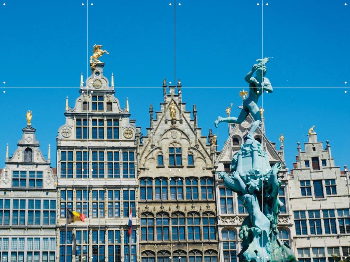 IXXI Grote Markt Antwerp, Edwin Fotografeert & Kunst in Kaart - 80 x 60 cm - Gratis ophangtool - Grote wanddecoratie en posters - Fotografie