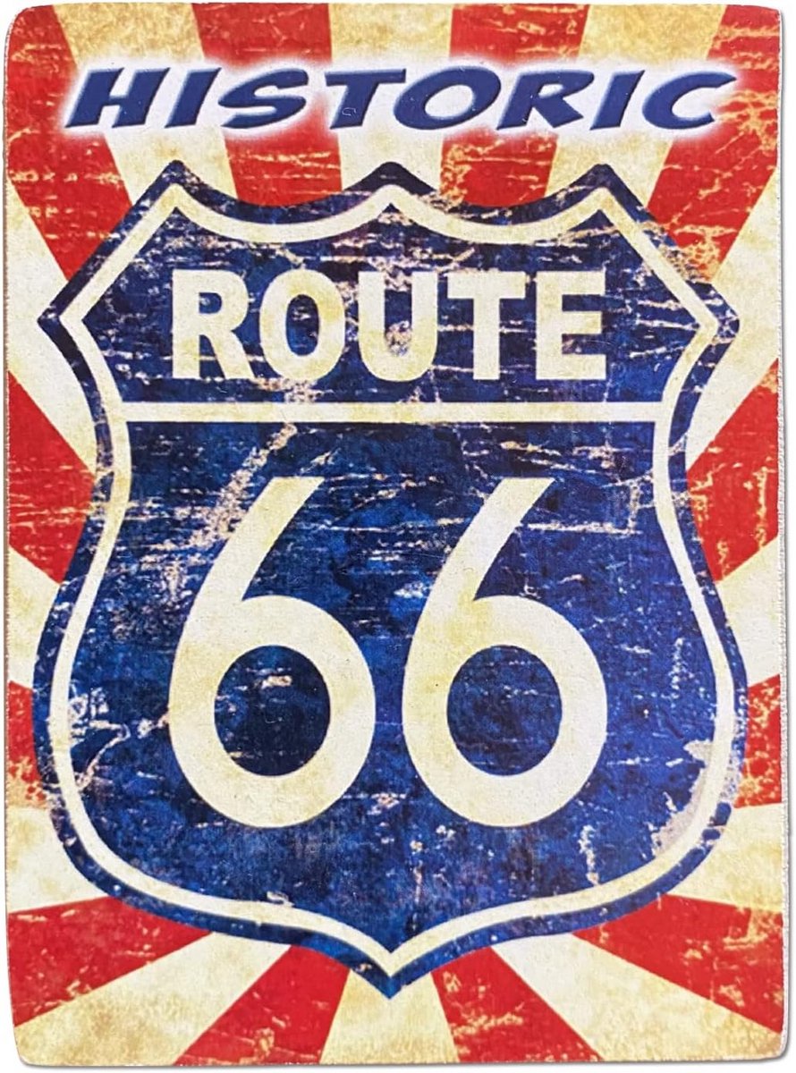 Vintage Magneet Route 66 Stijl voor Koelkast of Garage 10x6 cm