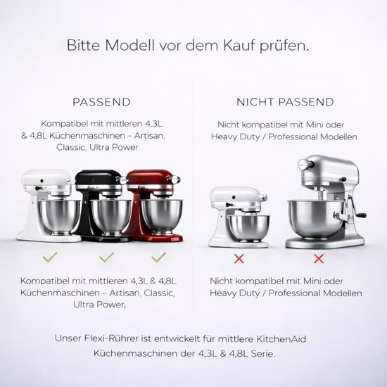 Flexi Roerder - Keukenmachine Accessoire - Efficiënt Mixen - Flexibele Siliconen Lip - 4.3L 4.8L Kom van Merkloos — afbeelding 2