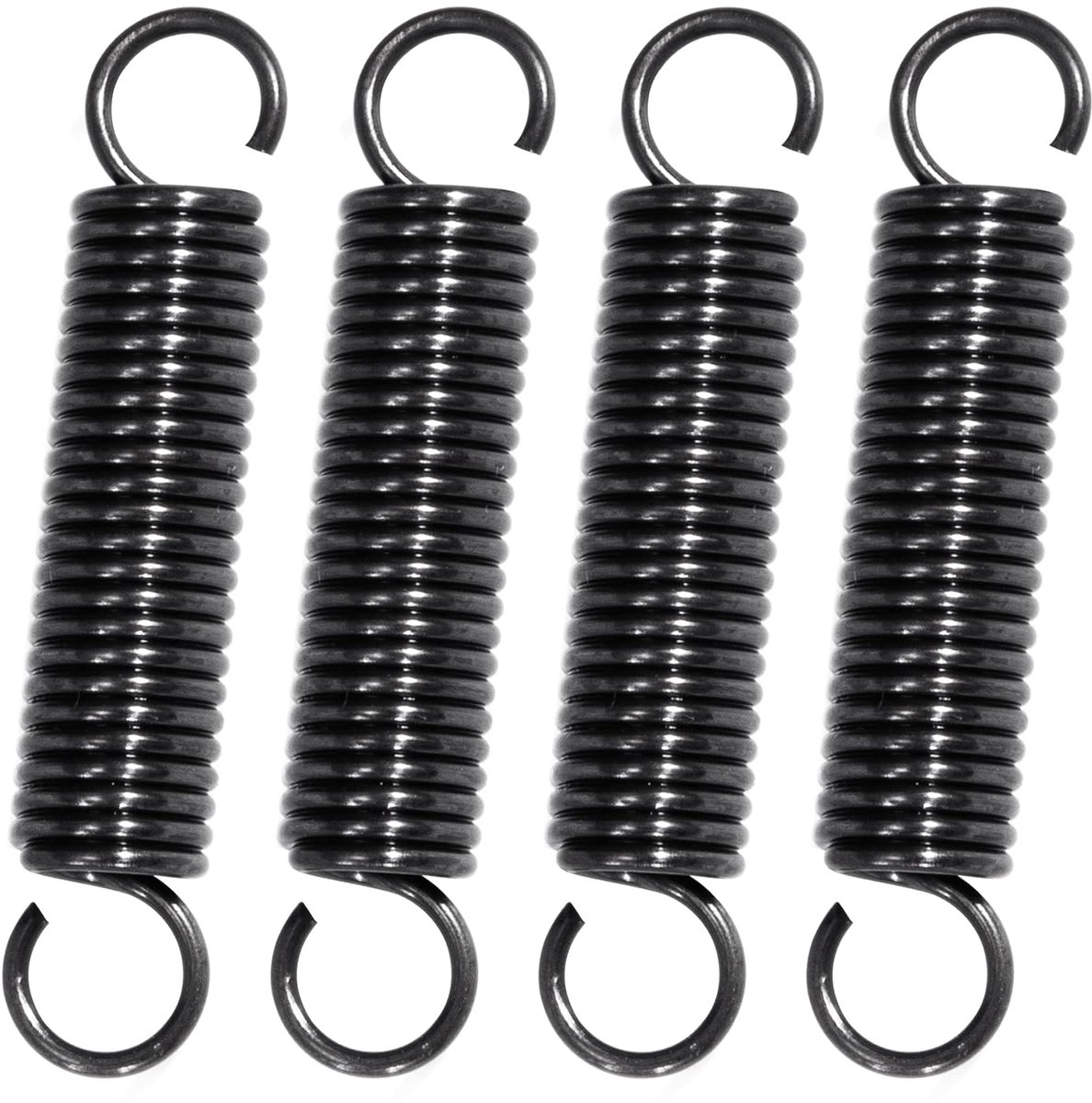 Verlengveren Met Haken - Trekveren Set - Industrieel Gebruik - Hoge Sterkte Pianodraad - 40mm Lengte 8mm Diameter - Zwart