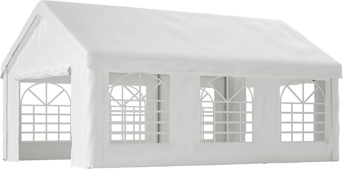 YYchan Partytent - Paviljoen - 4x6 m - Easy Up - Opvouwbaar - Partytenten met Zijwanden - Waterdicht - Luxe Draagtas met Wieltjes - Wit