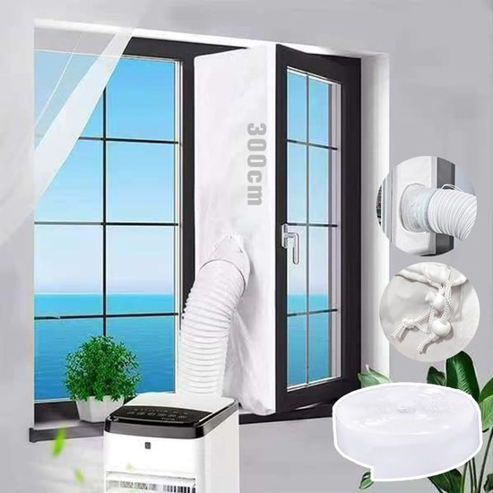 Universele raamafdichting 3m voor draagbare airconditioner – flexibel, wit, eenvoudig te installeren, koelruimte optimaliseren