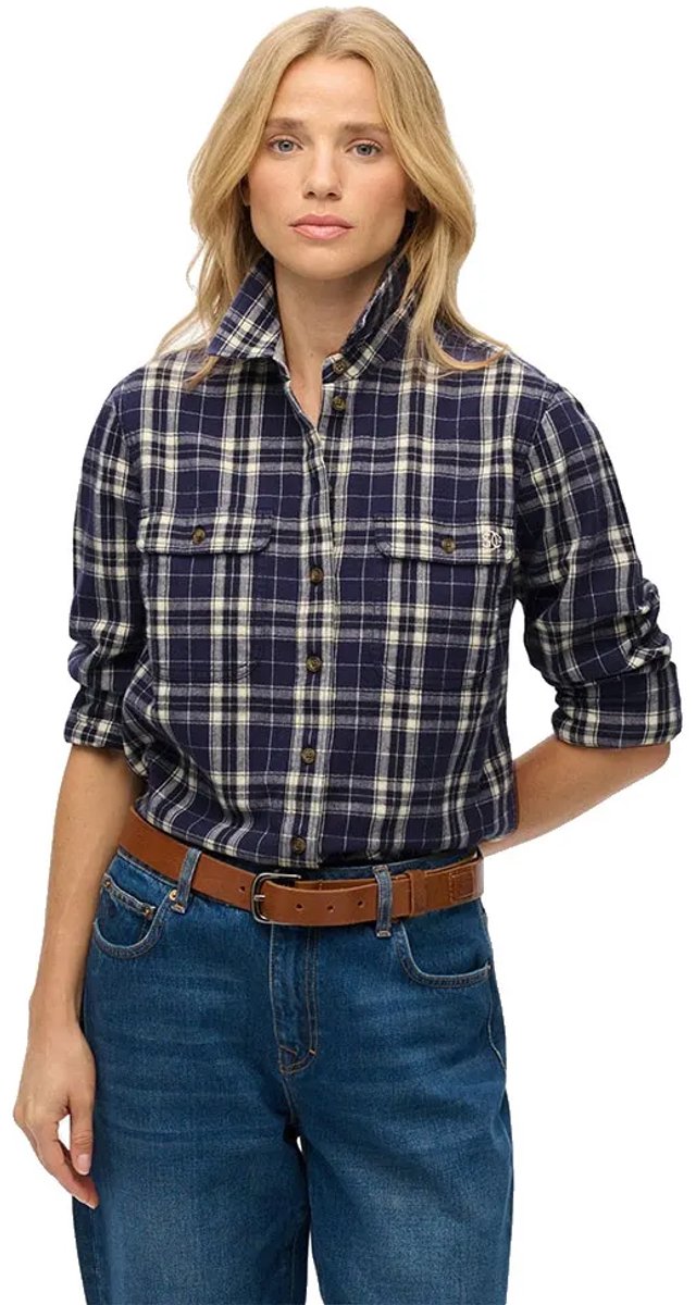 Superdry Lumberjack Check Flannel Overhemd Met Lange Mouwen M Vrouw Marineblauw